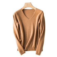 Load image into Gallery viewer, Women Autumn And Winter New Big V-neck Cashmere Sweater Thin Wild Sweater Pullover Large Size Base Sweater Women's Blouse