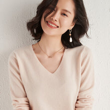 Load image into Gallery viewer, Women Autumn And Winter New Big V-neck Cashmere Sweater Thin Wild Sweater Pullover Large Size Base Sweater Women's Blouse
