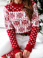 Load image into Gallery viewer, Women Autumn Winter Christmas Sweater Ladies Knitted Jumper Pullover Women Sweater Snowflake Elk Print  Sweaters And Pullovers