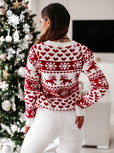 Load image into Gallery viewer, Women Autumn Winter Christmas Sweater Ladies Knitted Jumper Pullover Women Sweater Snowflake Elk Print  Sweaters And Pullovers