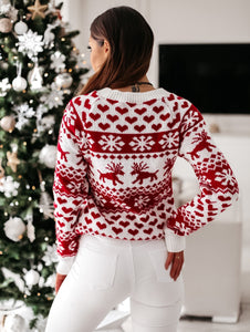 Women Autumn Winter Christmas Sweater Ladies Knitted Jumper Pullover Women Sweater Snowflake Elk Print  Sweaters And Pullovers