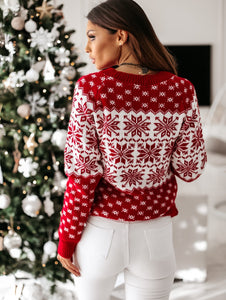 Women Autumn Winter Christmas Sweater Ladies Knitted Jumper Pullover Women Sweater Snowflake Elk Print  Sweaters And Pullovers
