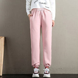 Women Autumn Winter Warm Harem Pants Thick Fleece Long Trousers Female Sport Pants Solid Casual Sweatpants Streetwear