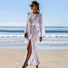 Load image into Gallery viewer, Women Bathing Suit Cover Up Crochet Lace Bikini Swimsuit Dress Sexy New Summer Hollow Out Beach Long Collect Waist Ladies