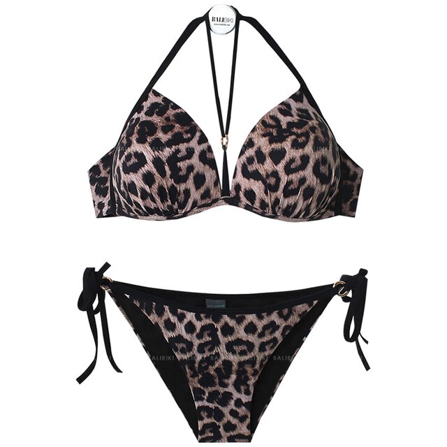 Women Bikini Set Padded Leopard Bikini Brazilian Swimwear Bandage Swimsuit Beach Suit 2021 new