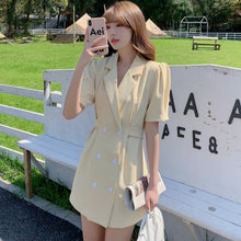 Load image into Gallery viewer, Women Blazer Dresses 2021 Korean Elegant Fashion Women Office OL Notched Collar Short Sleeve Casual Mini Dress Vestido Femme