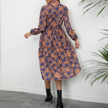 Load image into Gallery viewer, Women Boho Dresses Summer 2021 Sexy Mock Neck Tie Waist Print Beach Dress Long Sleeve A Line Midi Dress Sundress Robe Femme