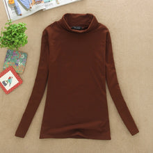 Load image into Gallery viewer, Women Bottoming Shirt Turtleneck Long Sleeve Cotton Stretch Base Tops Blouse Slim Casual Warm Long Sleeve Shirt