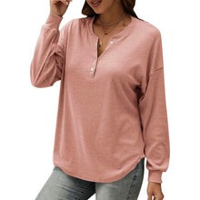 Load image into Gallery viewer, Women Brushed Long Sleeve T-Shirt Sexy V Neck  Button Down Oversize Sweatshirt Female Casual Loose Warm Tunic Tops Mujer