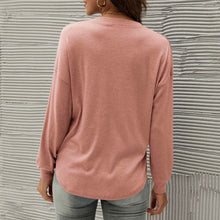 Load image into Gallery viewer, Women Brushed Long Sleeve T-Shirt Sexy V Neck  Button Down Oversize Sweatshirt Female Casual Loose Warm Tunic Tops Mujer
