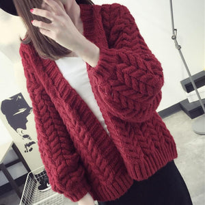 Women Cardigan Sweater Top Long Sleeve loose knitting cardigan sweater Women Knitted Female Cardigan Women Solid Color Knit