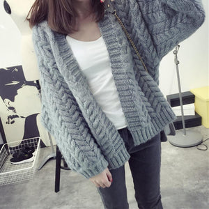 Women Cardigan Sweater Top Long Sleeve loose knitting cardigan sweater Women Knitted Female Cardigan Women Solid Color Knit