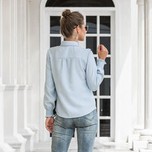 Load image into Gallery viewer, Women Casual Corduroy Ruffle Shirts Office Ladies Turn Down Collar Long Sleeve Blouses 2021 Autumn Winter New Elegant Solid Tops