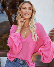 Load image into Gallery viewer, Women Casual Elegant Blouse Shirt Sweater Big V Neck Pocket Net Yarn Translucent Long Sleeve Loose Office Lady Sweet Summer 2021