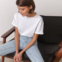 Load image into Gallery viewer, Women Casual Loose White Cotton T Shirt O Neck Short Sleeve Office Workwear 2020 Summer New Fashion Solid T Shirts Female