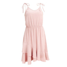 Load image into Gallery viewer, Women Casual Ruffles Spaghetti Dress Summer Fashion Sleeveless Pure Color High Waist Irregular Beach Lace Up Dresses For Woman