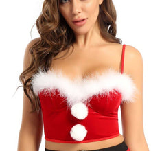 Load image into Gallery viewer, Women Christmas Costume Tank Tops Vest Flannel Underwired Bra Corset Sexy Bustier Camis Crop Tops Xmas Party Rave Dress Up