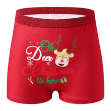 Load image into Gallery viewer, Women Christmas Holiday Underwear Elastic Waist Santa Claus Elk Printed Panties Boxer Knicker Xmas Festival Lingerie Underpant