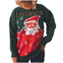 Load image into Gallery viewer, Women Christmas Knitted Oversize Sweater Ladies Wool Knit Round Neck Print Long-Sleeved Sweater Autumn Winter Warm Basic Jumper