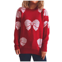 Load image into Gallery viewer, Women Christmas Knitted Oversize Sweater Ladies Wool Knit Round Neck Print Long-Sleeved Sweater Autumn Winter Warm Basic Jumper