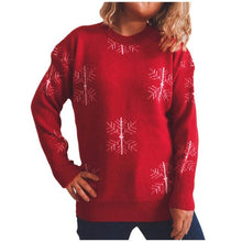 Load image into Gallery viewer, Women Christmas Knitted Oversize Sweater Ladies Wool Knit Round Neck Print Long-Sleeved Sweater Autumn Winter Warm Basic Jumper