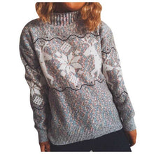 Load image into Gallery viewer, Women Christmas Knitted Oversize Sweater Ladies Wool Knit Round Neck Print Long-Sleeved Sweater Autumn Winter Warm Basic Jumper
