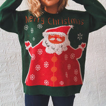 Load image into Gallery viewer, Women Christmas Knitted Oversize Sweater Ladies Wool Knit Round Neck Print Long-Sleeved Sweater Autumn Winter Warm Basic Jumper