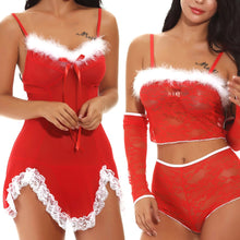 Load image into Gallery viewer, Women Christmas Sexy Lingerie Festival Red Hollow Lingerie Set Underwear Women Lingerie Erotic Pajamas 2 Styles