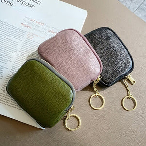 Women Clutch Coin Purse Fashion Simple Genuine Leather Short Wallet Card Holder Organizer Bags Mini Zipper Cute Money Bags