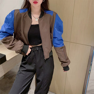 Women Coats &Jacket High Street Hip Hop Baseball Uniform Street Casual Outerwear Loose Sports Top Fall Bomber Femme Coat Fashion