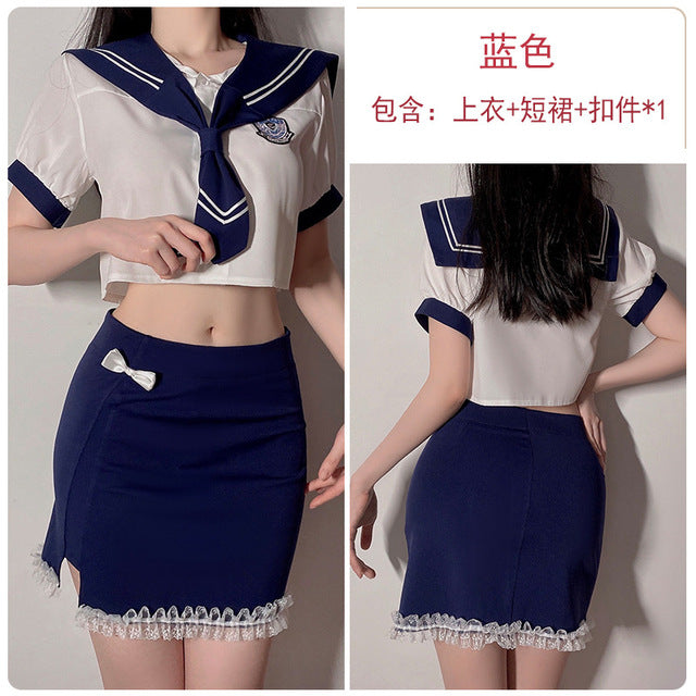 Women Cosplay Schoolgirl Costume Sexy Naughty Student Uniform Suit Porno Sex Adult Sweet Lace Top Skirt Dress Exotic Costumes