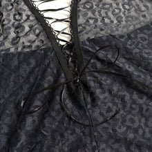 Load image into Gallery viewer, Women Costume Leopard Sexy Bodysuit Lace Mesh Bandage One-piece Sexy Pajamas for Ladies Plus Size