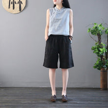 Load image into Gallery viewer, Women Cotton Linen Shorts Plus Size High Elastic Waist Wide Leg Pockets Shorts Summer Casual Bottoms Streetwear Woman Hot shorts