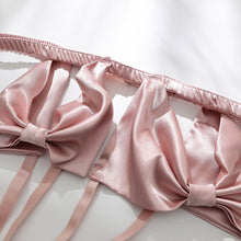 Load image into Gallery viewer, Women Cupless Bra Seducive Sexy Lingerie Sets Sensual Underwear Passion Bow Knot Bra Panty Garter Belt Set Pink Victoria Secret