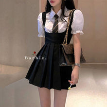 Load image into Gallery viewer, Women Dress Sets Preppy Style Slim High Street Girl Sweet Ins Puff Sleeve Shirts Pleated Dresses Student Harajuku Ulzzang JK Hot