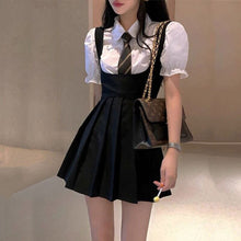 Load image into Gallery viewer, Women Dress Sets Preppy Style Slim High Street Girl Sweet Ins Puff Sleeve Shirts Pleated Dresses Student Harajuku Ulzzang JK Hot