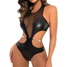 Load image into Gallery viewer, Women Fashion Sexy Patent Leather Sleepwear Lingerie Metal Ring Temptation Exotic Lingerie Bodysuits lenceria sensual mujer
