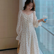 Load image into Gallery viewer, Women Floral Lace Dress Chiffon Gentle French Sexy Square Neck Retro Dresses Korean Temperamen Spring Autumn Fashion Long Dress