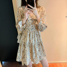 Load image into Gallery viewer, Women French Floral Dress Fashion Retro Fairy Short Skirt Gentle Chiffon Long-Sleeve Dresses Autumn Temperament Sexy Dress