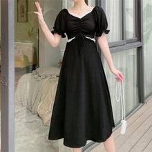 Load image into Gallery viewer, Women French Long-Sleeve Dress Sexy Square-Neck Gentle Korean Temperament Girls Fashion Chiffon Fairy Dresses Autumn Midi Dress