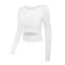 Load image into Gallery viewer, Women Gym White Yoga Crop Tops Yoga Shirts Long Sleeve Workout Tops Fitness Running Sport T-Shirts Training Yoga Sportswear Sexy