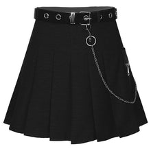 Load image into Gallery viewer, Women High Waist Mini Skirt Belted Chain Punk Gothic Streetwear Tooling Half-length Pleated Skirts Casual College Harajuku Skirt
