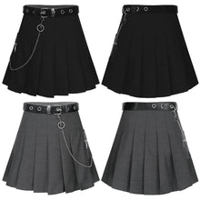 Load image into Gallery viewer, Women High Waist Mini Skirt Belted Chain Punk Gothic Streetwear Tooling Half-length Pleated Skirts Casual College Harajuku Skirt