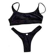 Load image into Gallery viewer, Women Hollow High Waist Solid Color Bra Briefs Bikini Set Swimwear Bathing Suit Two Pieces Set for Summer купальник женский 2021