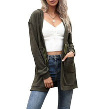 Load image into Gallery viewer, Women Hooded Cardigan  женские свитера Open Front Drawstring High Waist Slim Loose Cover Ups Casual Mujer кардиган Suéteres