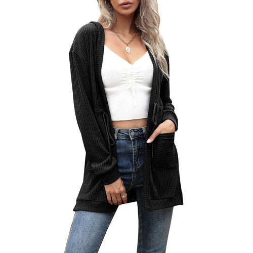 Women Hooded Cardigan  женские свитера Open Front Drawstring High Waist Slim Loose Cover Ups Casual Mujer кардиган Suéteres