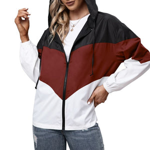 Women Hooded Jacket for Autumn 2021 Windbreaker Waterproof Pockets Zippered Outwear Raincoat Streetwear Winter Jackets Femme
