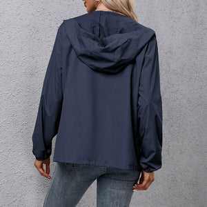 Women Hooded Jacket for Autumn 2021 Windbreaker Waterproof Pockets Zippered Outwear Raincoat Streetwear Winter Jackets Femme