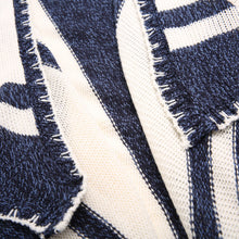 Load image into Gallery viewer, Women Hoodie Blue White Stripe Knit Sweater Casual Long Sleeve Open Front Striped Loose Casual Tops Irregular Hem Hooded Coat