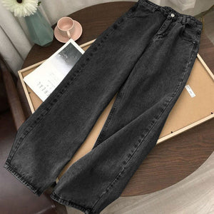 Women Jeans Trousers Lace Pleated Womens Clothes Casual Loose 2XL BF High Waist Fashion Korean Style New Vintage Female Wide Leg